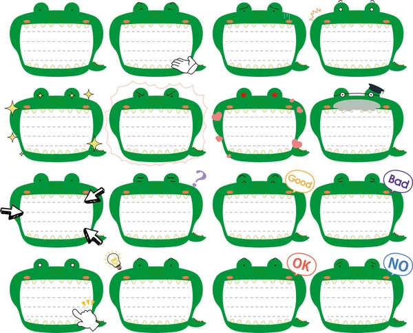 Conjunto de noteboard caiman bonito — Vetor de Stock