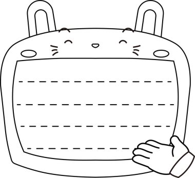 Sevimli beyaz tavşan not tahtası ana hatları 