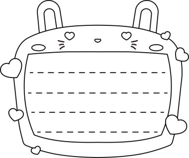 Sevimli beyaz tavşan not tahtası ana hatları 