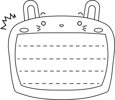 Sevimli beyaz tavşan not tahtası ana hatları 