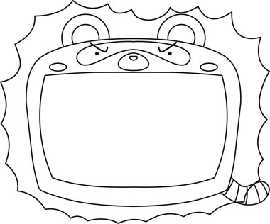 Sevimli Rakun Beyaz Tahtası Monokrom taslağı 