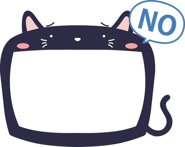귀여운 검정 고양이 화이트보드 — 스톡 벡터