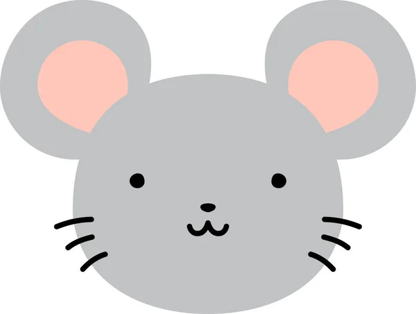 Grigio viso carino del mouse — Vettoriale Stock