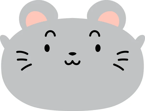 Gris Mignon visage de souris — Image vectorielle