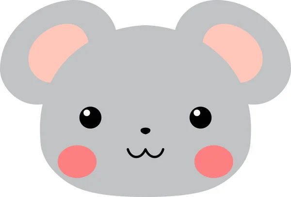 グレーかわいいマウスの顔 — ストックベクタ