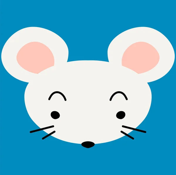 Blanc mignon visage de souris — Image vectorielle