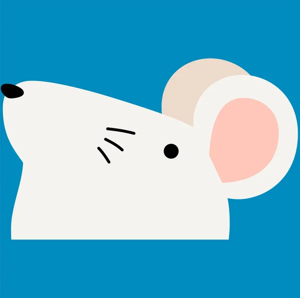 Cara de ratón lindo blanco — Vector de stock