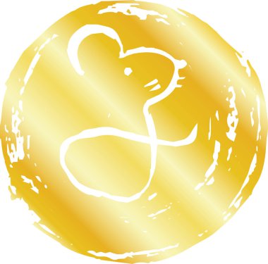 Kanji 'nin altın dairesel damgası Japon zodyak faresi demek. 