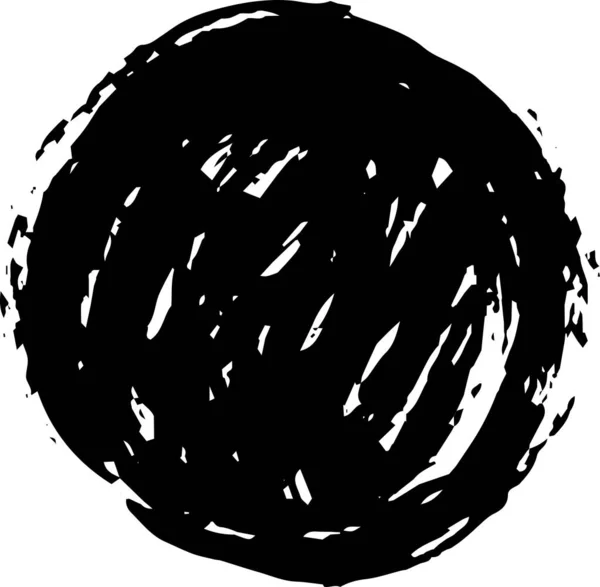 Círculo negro pintado con un pincel japonés — Vector de stock