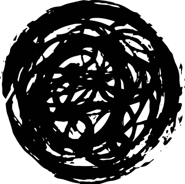 Чёрный круг, нарисованный японской кистью — стоковый вектор