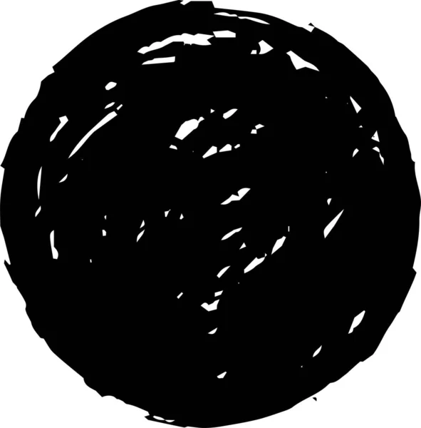 Círculo preto pintado com uma escova japonesa — Vetor de Stock
