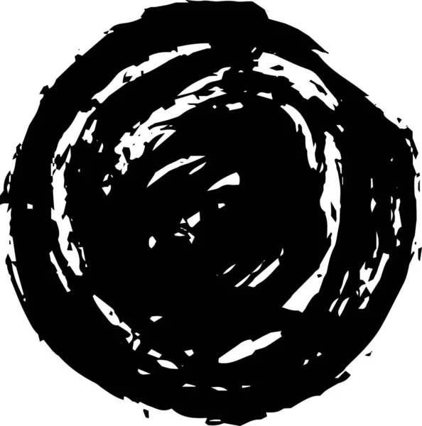 Чёрный круг, нарисованный японской кистью — стоковый вектор