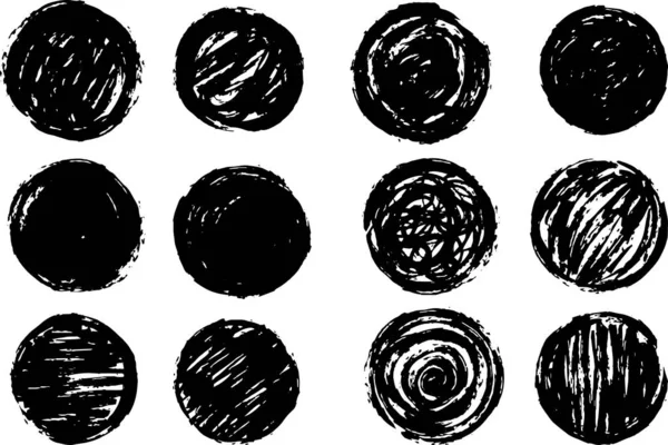 Círculo preto pintado com um conjunto de pincel japonês — Vetor de Stock