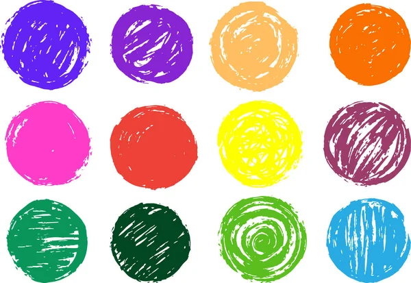 Cercle coloré peint avec un ensemble de pinceaux japonais — Image vectorielle