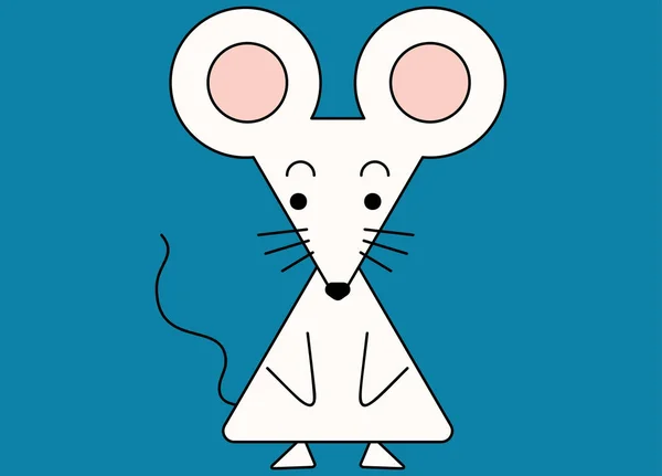 Ratón blanco lindo y divertido — Vector de stock