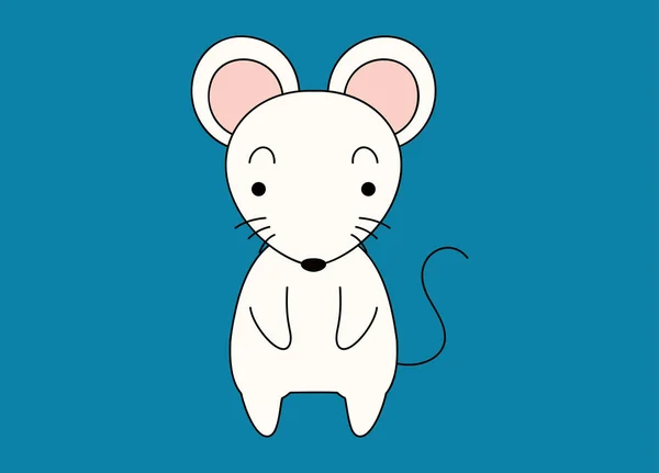 Cute and funny White mouse — Stock Vector