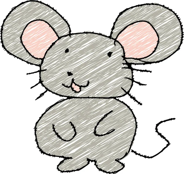 Roztomilá myš jako dětské graffiti — Stockový vektor