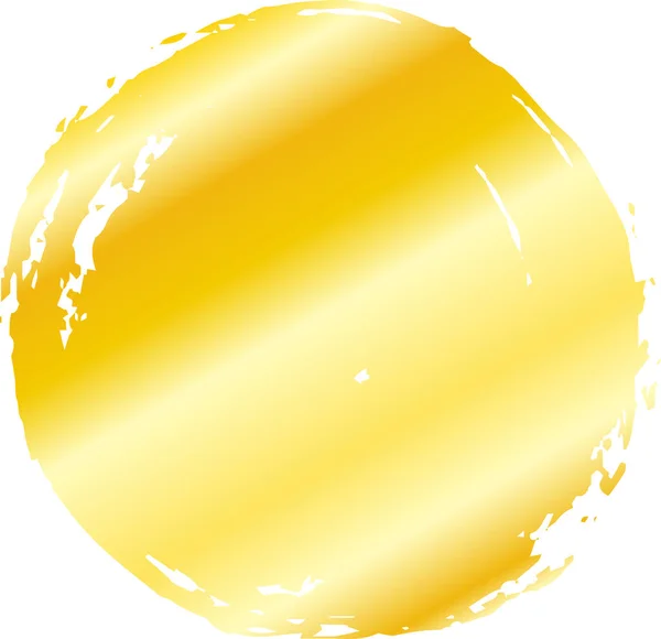 Círculo dorado pintado con un pincel japonés — Vector de stock