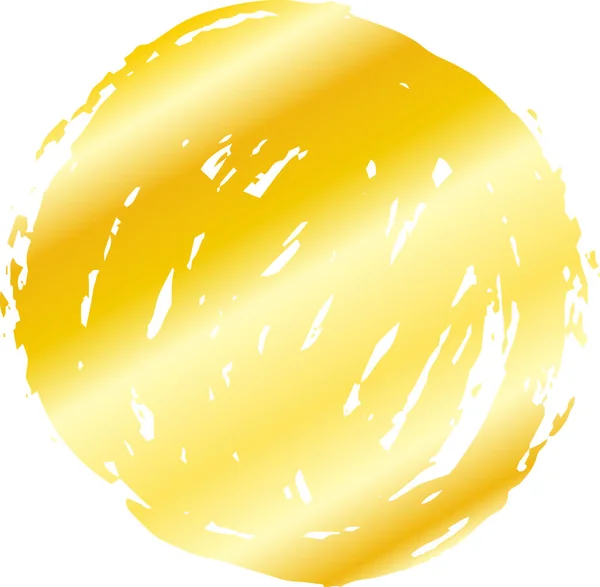 Círculo dorado pintado con un pincel japonés — Vector de stock