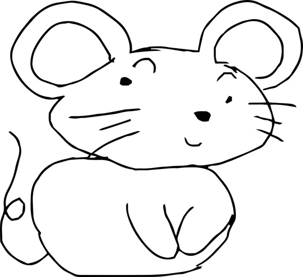 Ratón monocromo como un graffiti infantil — Vector de stock