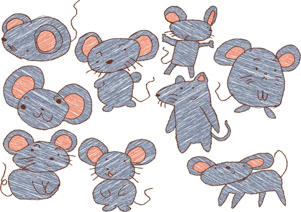 Mouse like a childs graffiti set — Stockový vektor