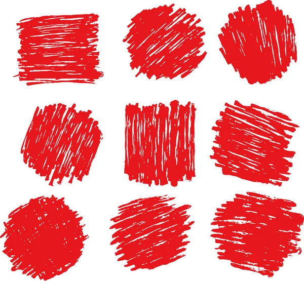 Rojo sucio doodle fondo conjunto — Vector de stock