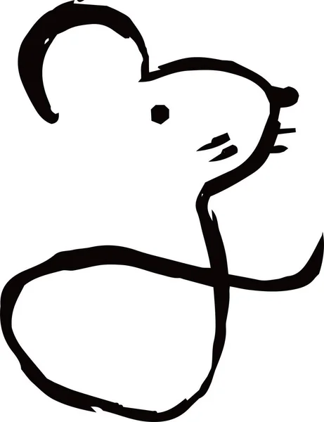 Kanji noir signifiant rat zodiaque japonais — Image vectorielle