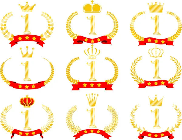 Quadro redondo largo do laurel do ouro e da coroa e do grupo da fita 1 — Fotografia de Stock