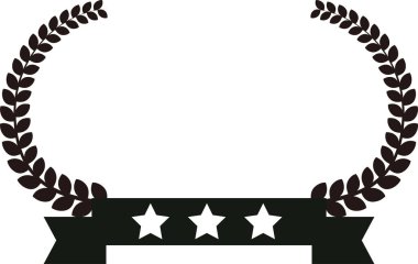 Tek renkli geniş yuvarlak defne çerçevesi ve üç yıldızlı kurdele. 