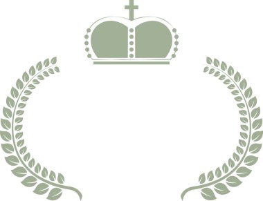 Gümüş defne ve tacın geniş yuvarlak çerçevesi 