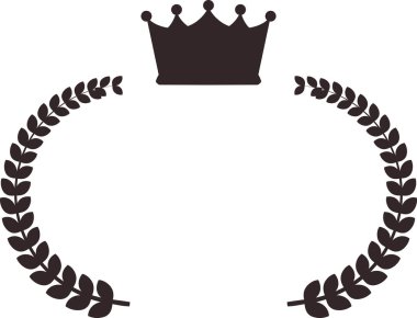 Tek renkli geniş yuvarlak defne ve taç çerçevesi 