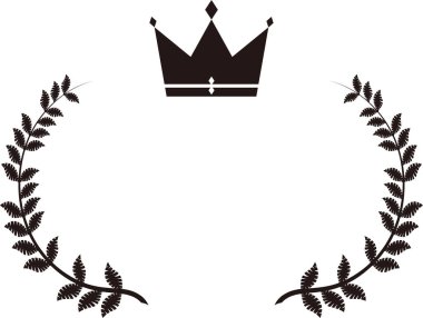 Tek renkli geniş yuvarlak defne ve taç çerçevesi 