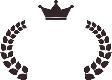 Tek renkli geniş yuvarlak defne ve taç çerçevesi 