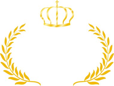 Wide Round frame of Gold laurel and Crown  clipart