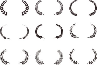 Monochrome Wide Round frame of laurel set