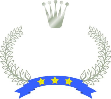 Wide Round frame of Silver laurel and crown and Ribbon 
