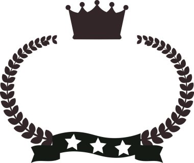 Tek renkli geniş yuvarlak çerçeve. Bakır defne, taç ve kurdele.