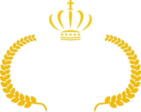 金月桂樹と王冠の広いラウンドフレーム — ストックベクタ