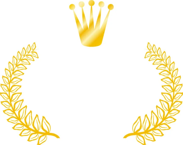 Amplio marco redondo de laurel de oro y corona — Archivo Imágenes Vectoriales