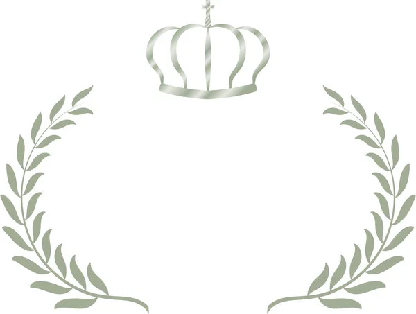 Amplio marco redondo de laurel de plata y corona — Archivo Imágenes Vectoriales