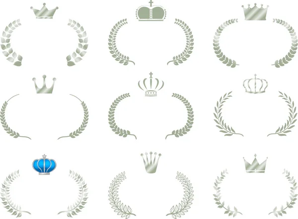 银月桂花和皇冠的宽圆形边框 — 图库矢量图片