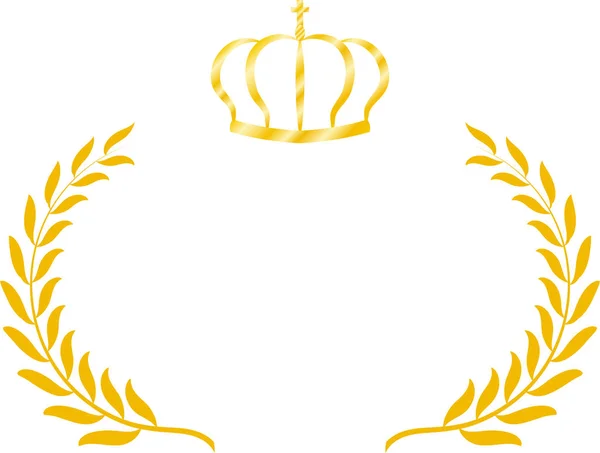 Широкий круглий каркас Золотий лавр і корона — стоковий вектор