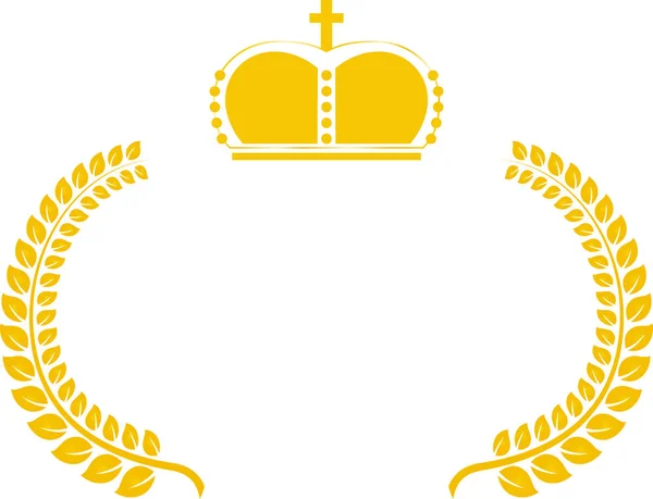 Large cadre rond de laurier d'or et la Couronne — Image vectorielle