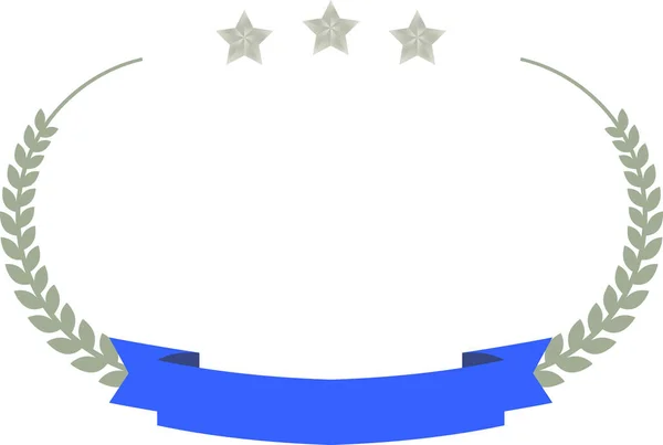 Large cadre rond de Sliver trois étoiles laurier et ruban — Image vectorielle