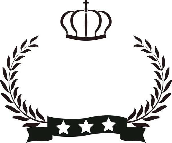 Monochrome Large Cadre rond en cuivre laurier et couronne et Ribbo — Image vectorielle