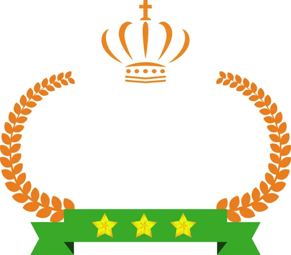 銅月桂冠と冠とリボンの広いラウンドフレーム — ストックベクタ