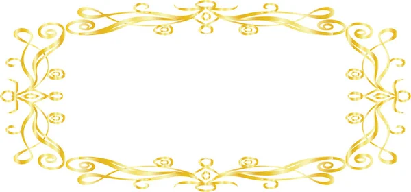Zlatý vodorovný pravoúhlý antický rámeček — Stockový vektor