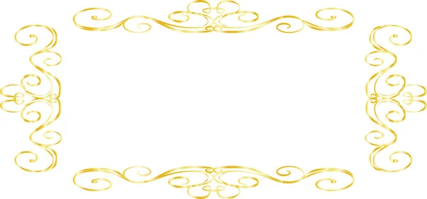 Marco de patrón antiguo rectangular horizontal dorado — Vector de stock