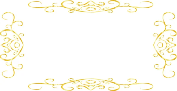 金水平矩形古董花纹框架 — 图库矢量图片