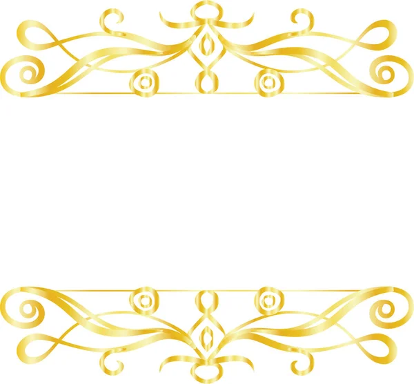 Altın rengi üst ve alt antika desenli çerçeve — Stok Vektör